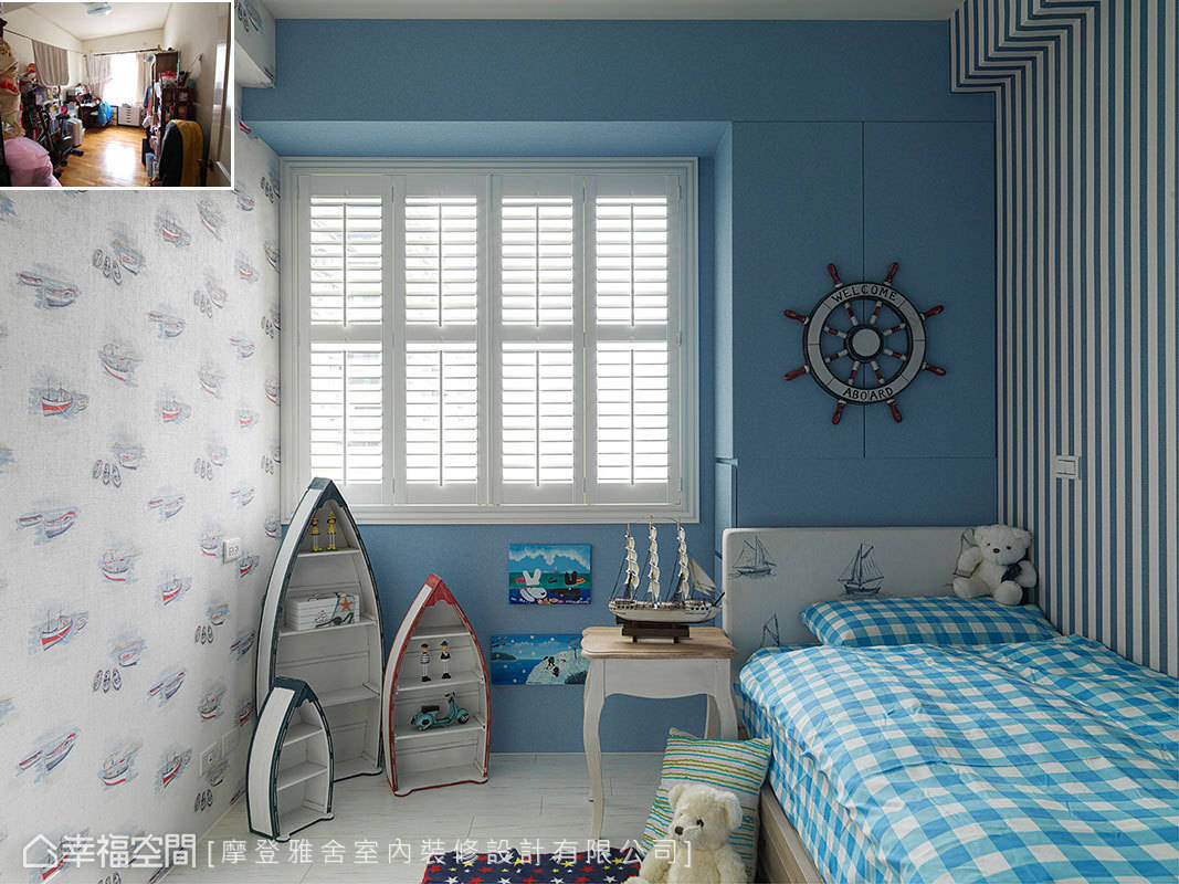 蓝色 儿童房图片来自tukumajia在169方混搭三居的分享