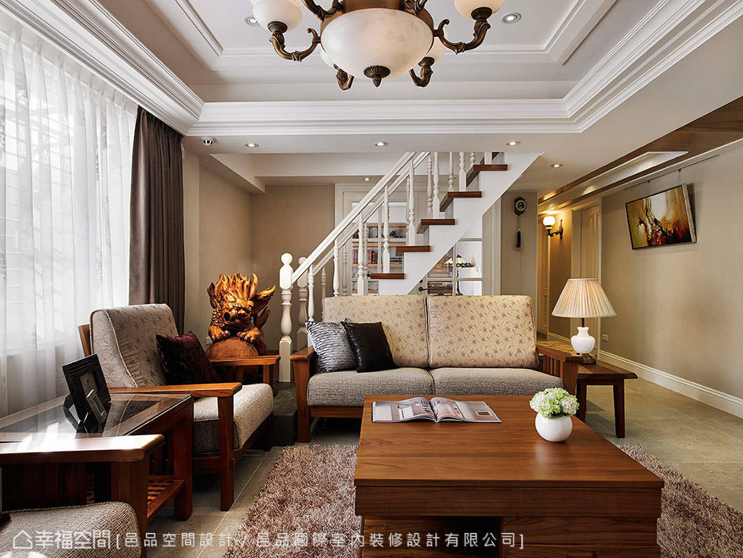 书房 楼梯 美式 白色 客厅图片来自tukumajia在231方美式四居的分享