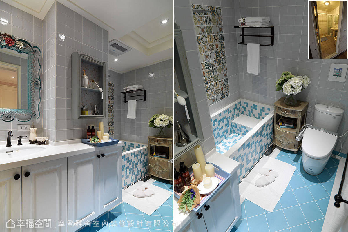蓝色 卫生间图片来自tukumajia在169方混搭三居的分享