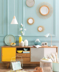 墙贴 照片墙 餐具 花瓶 黄色 绿色 柠檬 薄荷图片来自美家居在夏天迷人的家居装饰－柠檬薄荷度夏凉方的分享